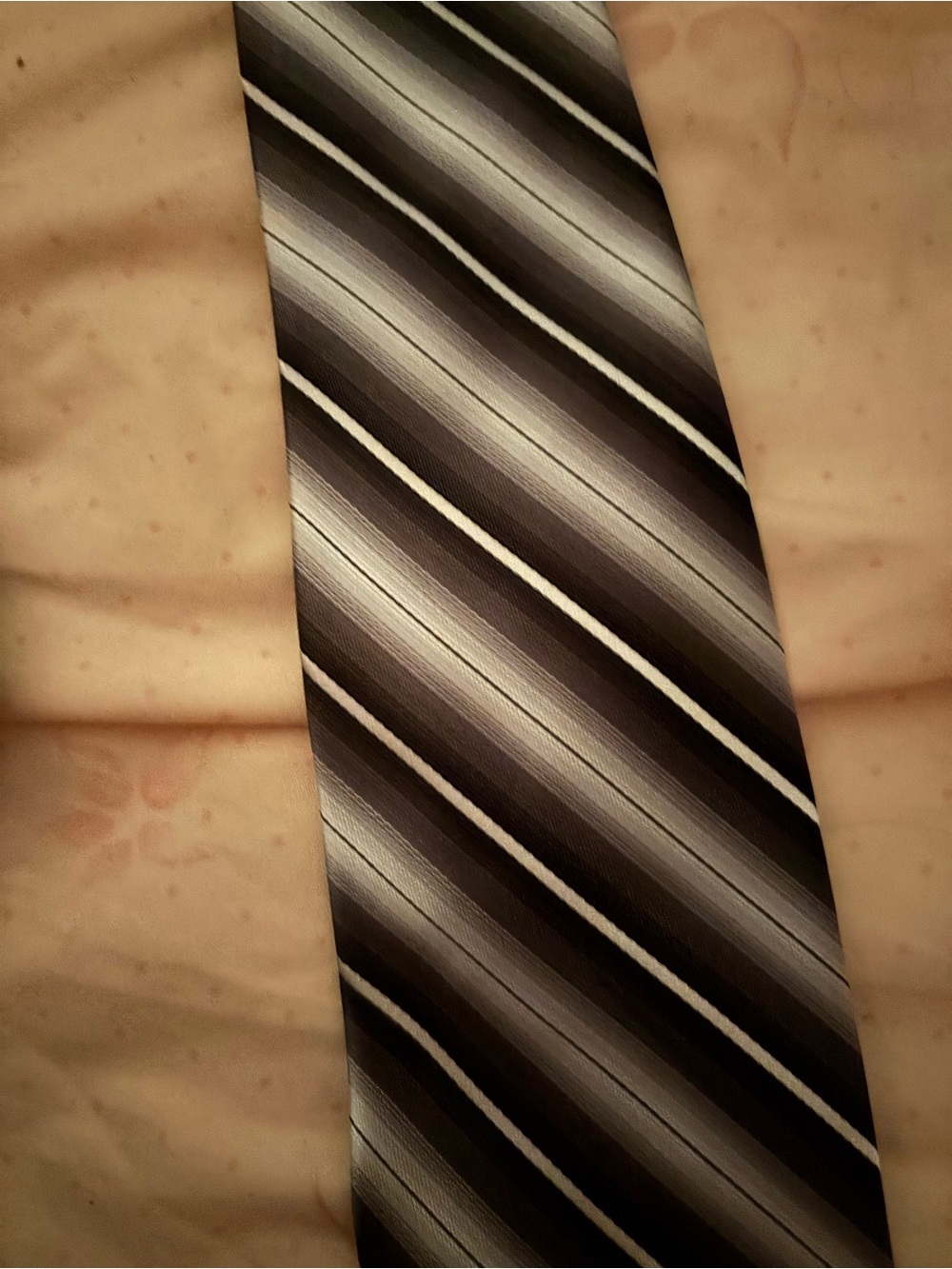Pierre Cardin Black, Gray and Brown Striped Silk Tie